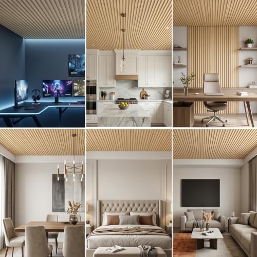 12-Pack 3D Slat Wall Paneling, 2x4 FT Drop Ceiling Tiles - Image 3