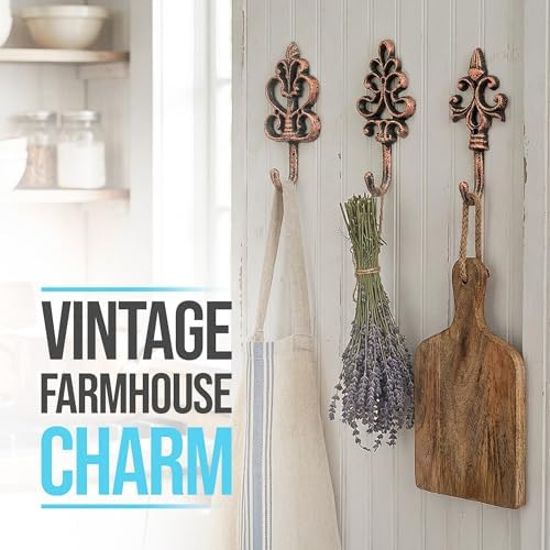 Comfify Copper & Black Shabby Chic Wall Hooks – Set of 3 – Screws Included - Image 4