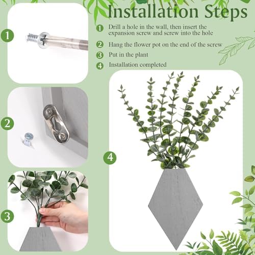 Chunful 2 Pcs Wooden Wall Planter Decor, Light Gray, 7.1 x 4.7 x 1.2 Inches - Image 3