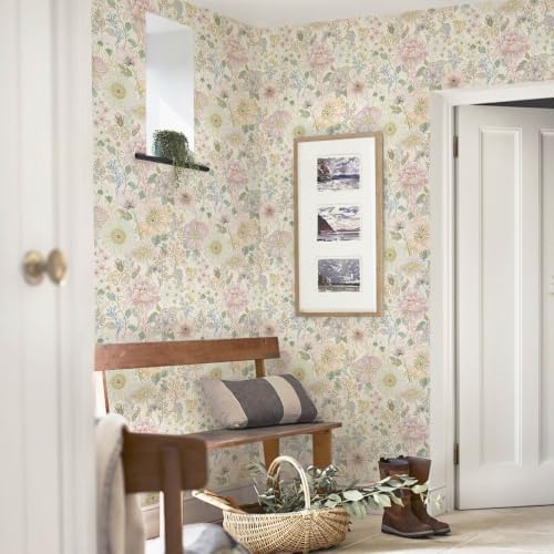 Dimoon Peel and Stick Wallpaper Floral Pink Contact Paper Cottage Wallpaper - Image 3