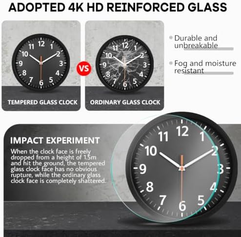 10" Modern Silent Wall Clock, Wall Clocks Battery Operated - Image 4