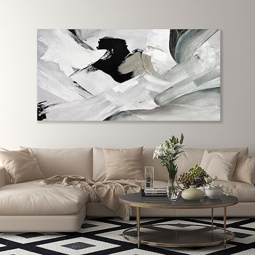 Abstract Wall Art Home Wall Decor Black White and Grey painting Abstract Canvas - Image 3