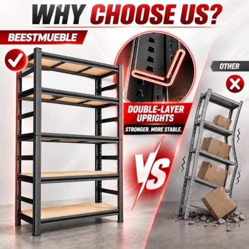 Garage Shelving, 3000 LBS Heavy Duty Metal Storage Shelves - Image 5