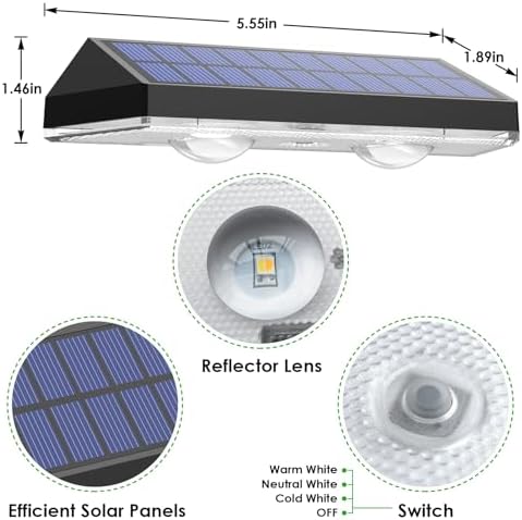 Solar Fence Lights Outdoor, IP65 Waterproof LED, 3 Mode - Image 5