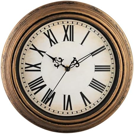 Plumeet Small Retro Wall Clock, Roman Numerals, Battery Operated by Plumeet