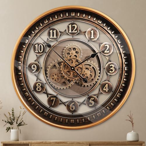 October Elf 24 Inch Large Wall Clock, Bronze Brown by Buy+now