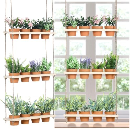 FillTouch 12 Pcs 3 Tiered Hanging Herb Garden Wall Hanging Planter by FillTouch