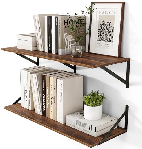 Heimlove 32W x 12D Deep Floating Shelves Set of 2 Walnut by Heimlove