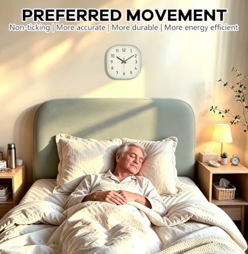 Silent Non Ticking Wall Clock 10Inch, Square Battery Operated Clock - Image 2