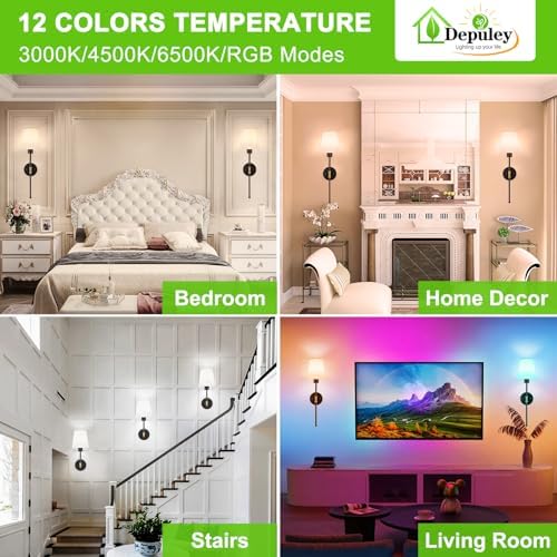 Depuley Battery Operated Wall Sconce: Set of 2 Wireless Wall Lights - Image 2