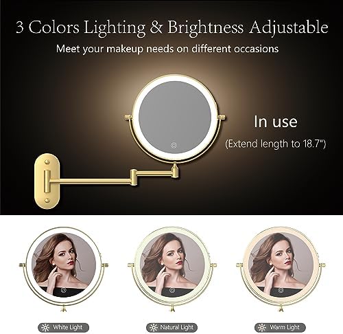 8" Wall Mounted Lighted Makeup Mirror, Oval Base - Image 3