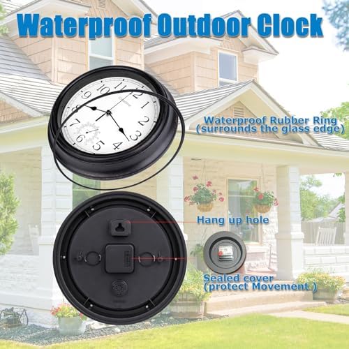 12 Inch Retro Indoor Outdoor Clocks Waterproof - Image 4