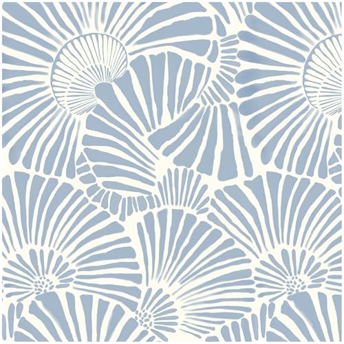 Theper White and Blue Wallpaper Peel and Stick Wallpaper Modern 17.3"×197" by Theper