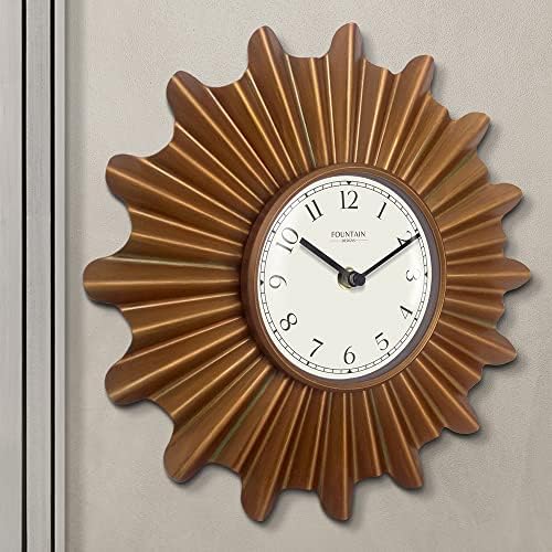 12" Mid Century Starburst Wall Clock, Antique Copper - Image 4