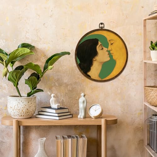 KLYTINK Romantic Moon and Young Girl Round Wall Art, Vintage-Inspired Celestial - Image 4