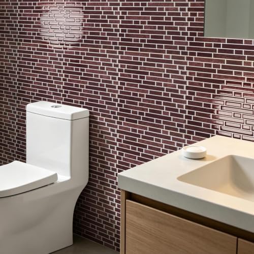 Art3d Linear Tile Peel and Stick Backsplash, Dark Burgundy - Image 3