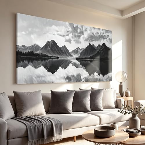 I@U Modern Black And White Wall Art Decor Mountain Landscape Artwork by IU
