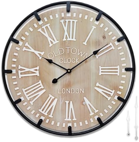 Large Farmhouse Rustic Wooden Wall Clock by Mrocioa