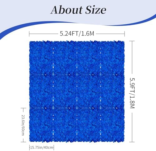 BLOSMON Royal Blue Flower Wall Backdrop Panels, 24 x 16 Inch - Image 2