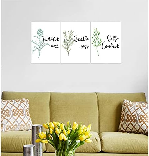 3 Piece Inspirational Wall Art, Quote "Faithfulness Gentleness Self-control" - Image 3