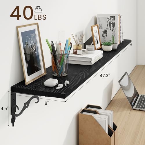 RICHFOCUS Floating Shelves for Wall Decor, 47.3W x 8D Shelves Set of 2 - Image 3
