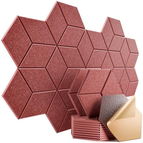 12 Pack Self-Adhesive Acoustic Panels 12" X 10" X 0.4" by Dailycooper