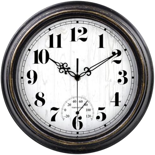 zyzamay 12 Inch Indoor Outdoor Clocks, Waterproof Wall Clock by ZYZAMAY