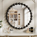 24 Inch Black Round Mirror, Circle Wall Mirror Vanity by WISSMIELSHOME