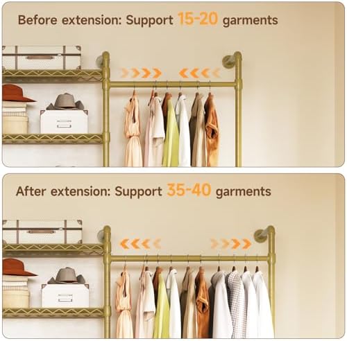 ONBRILL H6 Wall Mounted Closet System, Industrial Pipe Clothes Rack - Image 5