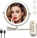 8" Wall Mounted Makeup Mirror, Oval Base, Brushed Nickel by MIROAMZ