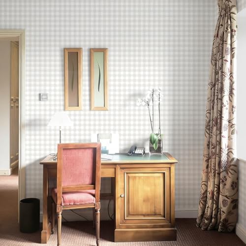 Plaid Wallpaper Neutral Wallpaper 196"×17.3" Checkered Wall Paper Peel and - Image 4