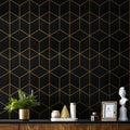 Safiyya 118" x 17.3" Gold and Black Wallpaper Geometric Contact Paper Peel and by SAFIYYA