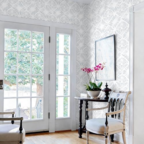 Blue Wallpaper Coastal Peel and Stick Wallpaper Boho 197"x17.3" Blue and White - Image 2