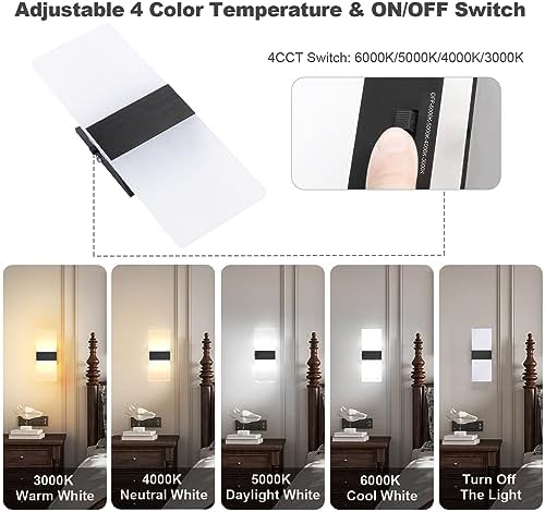 TRLIFE Dimmable LED Wall Sconces, 4 Color Temperature Modern Wall Sconce 12W - Image 3