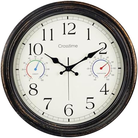 16" Indoor Outdoor Retro Wall Clock Battery Operated Silent by CrosstimeWallClockPracticalElegant