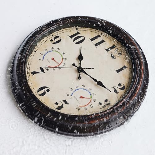 45MinST 13 Inch Red-Brown Vintage Waterproof Wall Clock - Image 2