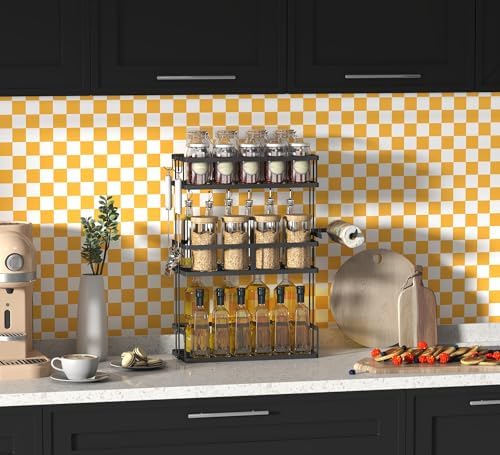 OSECAGE Peel and Stick Wallpaper Orange Checkered Contact Paper 17.7"x393" - Image 2