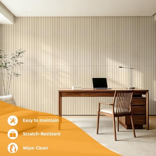 WOWSTAR 6-Pack Peel and Stick PVC Wood Slat Wall Panel，Thickened Wood Grain - Image 4