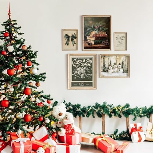 uniro Christmas Wall Art Prints Dark Green Christmas Prints Set Gallery wall - Image 5