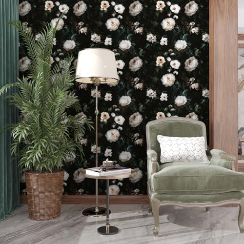 White Vintage Floral Peel and Stick Wallpaper 17.5" x 393" - Image 5