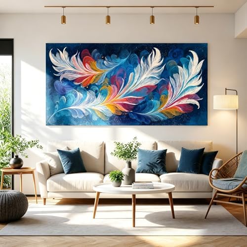 I@U Abstract Wall Art Decor Minimalist Feather Wall Art Prints Modern Colorful - Image 5