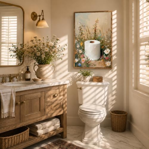 AtterrirArt Framed Whimsical Bathroom Wall Art Toilet Paper Flower Artwork - Image 2