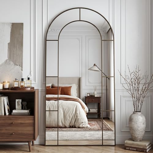 81" x 41" Arched Full Length Floor Mirror, Farmhouse Window Pane Mirror - Image 2