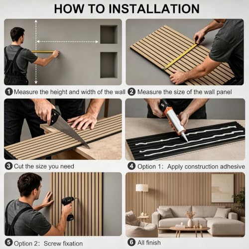 2 Pack 47.2"x23.6" Sound Absorbing Wood Slat Panels, Fluted Wall Panels - Image 7