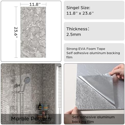 Marble Peel and Stick Backsplash 23.6 x11.8 in - Image 7