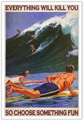 Enveable Retro Hawaii Surfing Fun Poster Summer Tropical Beach Hawaiian Island by Enveable