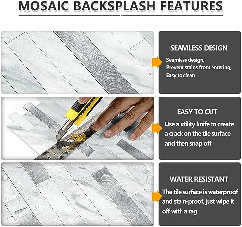 STICKGOO Peel and Stick Backsplash Tile, Volakas White - Image 4