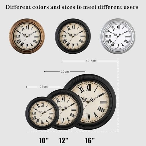 Plumeet Small Retro Wall Clock, Roman Numerals, Battery Operated - Image 5