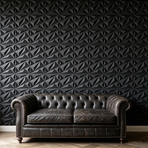 3D Wall Panels 33 Pack, 12×12 Inch Black Diamond Textured PVC Wall Panels - Image 5