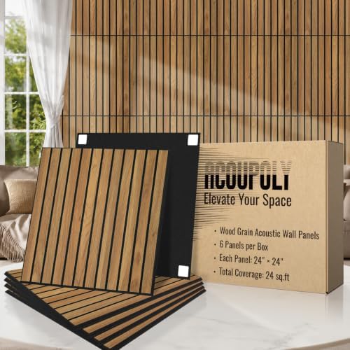 Wood Grain Acoustic Panels, 3D Grooved Sound Absorbing Wall Panels, by Unknown